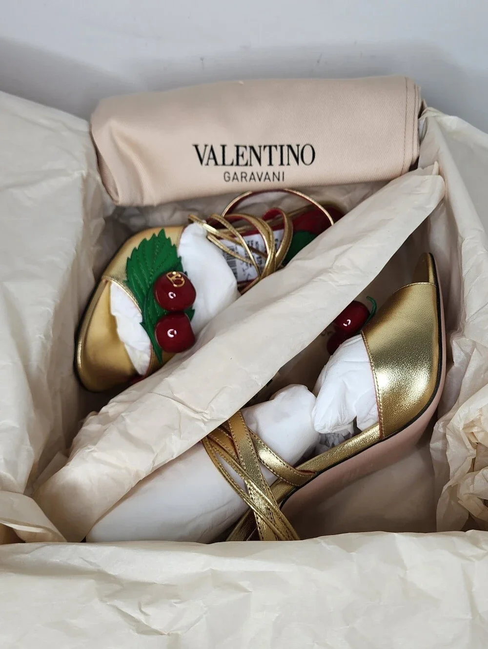 Valentino Garavani Womens Cherryfic Ankle Wrapped Sandals Size 7.5